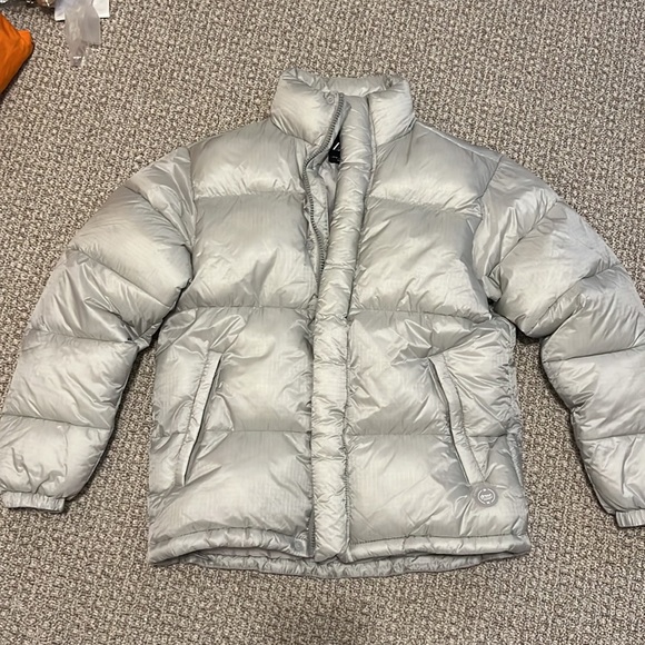 Zara Men Light Grey Silver Puffer Puff Jacket Coat S dnwr Outerwear Winter Ski S - Picture 2 of 9